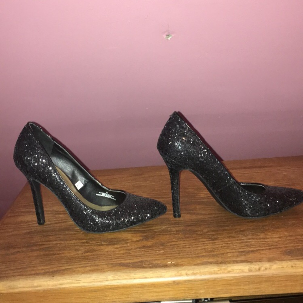 Women’s black glitter stilettos